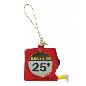 Destination Holiday Tape Measure Glass Christmas Ornament 3"